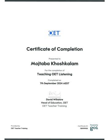 OET Intsructor Certificate