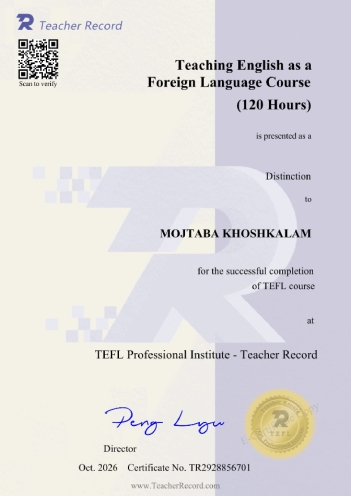 Mojtaba Khoshkalam - TEFL Certificate