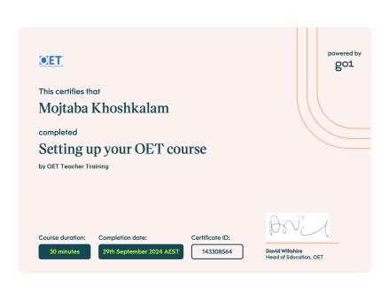 OET Intsructor Certificate